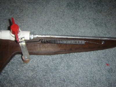 closeup of ball valve triggering mechanism