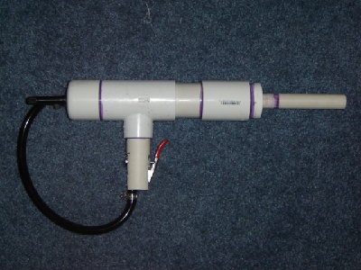 This is the gun, minus the end cap in the pistol grip to cover the sharp edges of the pipe where I cut it for the blow gun nozzle.