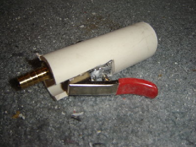 This is the 1&amp;quot; pipe that I cut up to fit the blow gun nozzle, I will have to cut up an end cap to fit over that to neaten it up and cover the sharp edges of the cut pipe.