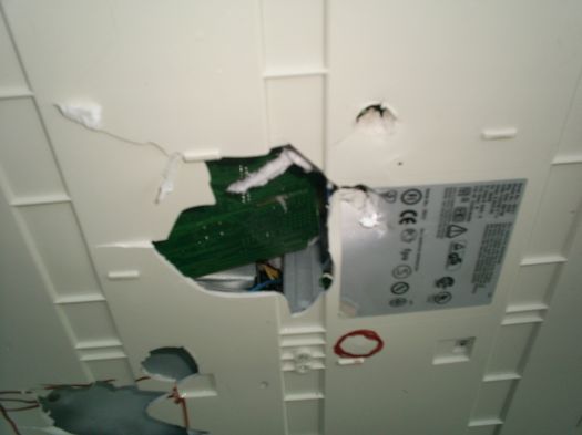 Damage to comp. from ice slug at 160 psi