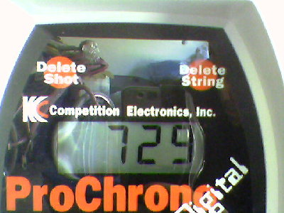 Shot a paintball at 120 psi. This is in feets per second.