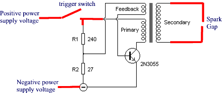 crappy drawing showing changes to the nice spudwiki drawing of a flyback ignition system