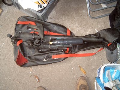 I use a guitarbag for transport.<br />nobody seems to notice when I walk around with it..so I guess all those hitman movies are acurate..