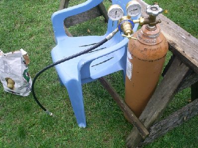 This is my filling setup. Nitrogen tank with 50-500 psi regulator.