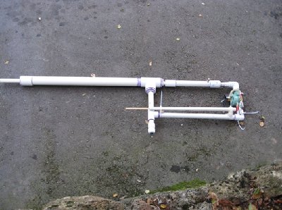 Here is the full view of the cannon. It does look a little sloppy, but then again, if it looked like a sleek killing machine I might have some problems. I need some kind of balance.