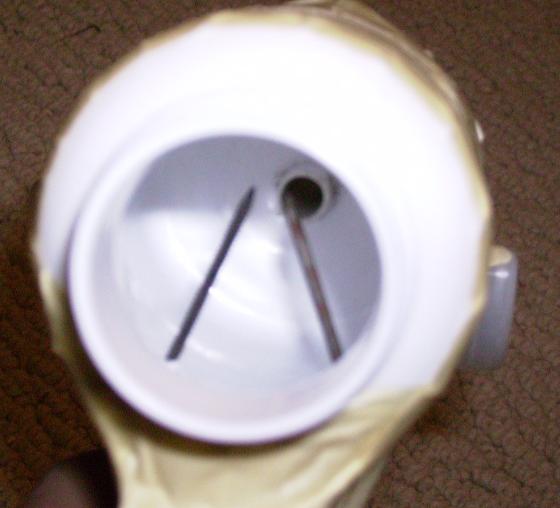 inside chamber with nails for electrodes