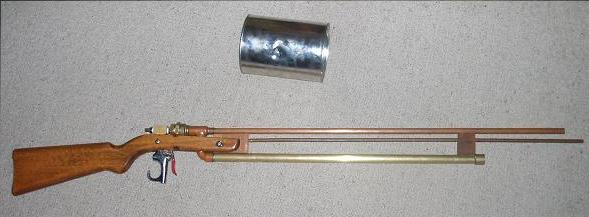 The whole musket,with ram rod and that is a coffee can that was filled with water and it shot through it easily.