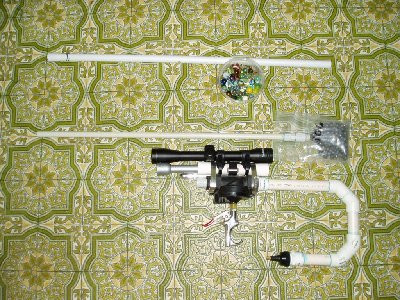 Here is my sniper rifle with two different barrels and the ammo. The ammo is either marbles shot out of 20mm electrical pipe or 12mm lead shot out of 16mm electrical pipe.