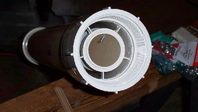Sealing barrel face and airtank. Barrel standoff was made by using a tablesaw to slice the first 3/8&amp;quot; face off of a 3&amp;quot; / 1.5&amp;quot; reducer bushing. It is welded to the 3&amp;quot; only and floats around the 1.5&amp;quot; barrel. Screw ball-stop visable, barrel dimple on opposite side and is 7/8&amp;quot; in front of the stop.