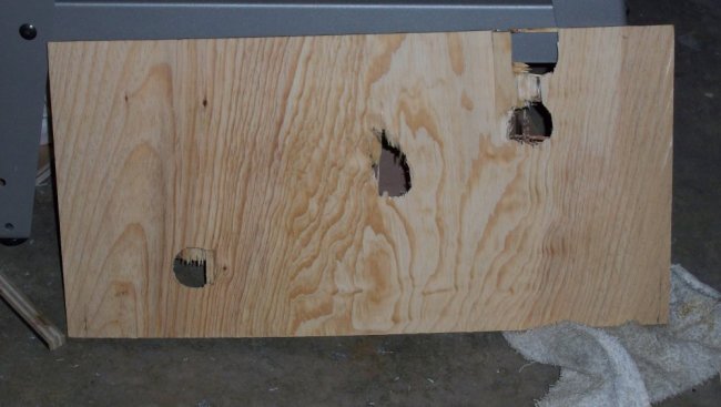 Damage front, 1/2&amp;quot; plywood from about 30' away.